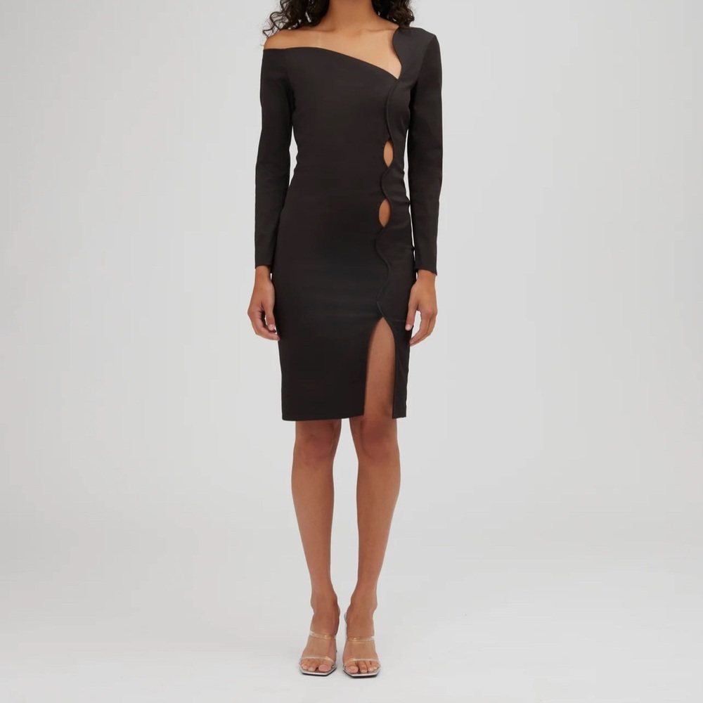Elaine Hersby Elegant Black Jaquetta Off-Shoulder Dress